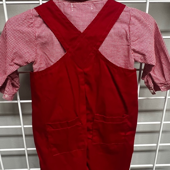 Toddler red Christmas overalls - Picture 2 of 3